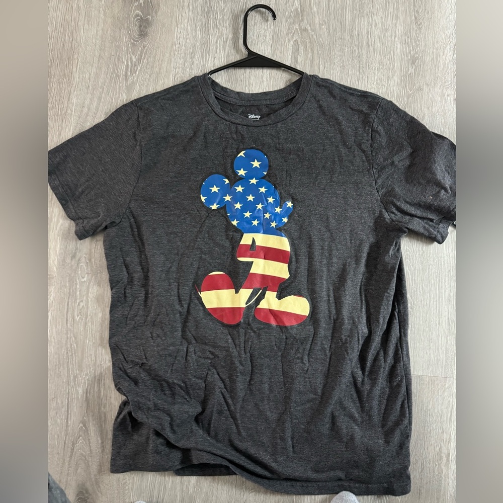Disney Mickey Mouse American Flag Tee - Gray